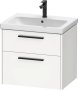 Duravit D-Code 634mm x 460mm 2 Drawer Wall Hung Vanity Unit w/ Black Handle - Matt White