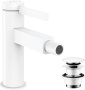 Hansgrohe Finoris Single Lever Bidet Mixer with Push-Open Waste Set - Matt White