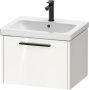 Duravit D-Code 584mm x 460mm 1 Drawer Wall Hung Vanity Unit w/ Black Handle - Gloss White