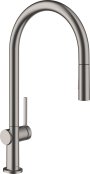 Hansgrohe Talis M54 Single Lever Kitchen Mixer 210 with Pull-Out Spray, 2 Spray Modes - Brushed Black Chrome