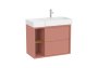 Roca Tura 800mm Vanity Unit with Two Drawers, Side Shelf and Right Hand Basin - Light Terracota