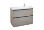 Roca Lander 1000mm 2 Drawer Vanity Unit & Right Hand Basin - City Oak