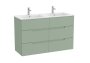 Roca Victoria-N 1200mm Vanity Unit with Six Drawers & Double Basin - Sage Green