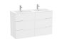 Roca Victoria-N 1200mm Vanity Unit with Six Drawers & Double Basin - Matt White