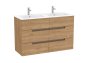 Roca Victoria-N 1200mm Vanity Unit with Six Drawers & Double Basin - Walnut