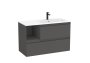 Roca Tenue 1000mm 2 Drawer Vanity Unit & Right Hand Basin - Onyx