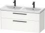 Duravit D-Code 1184mm x 460mm 2 Drawer Wall Hung Vanity Unit w/ Black Handle - Matt White