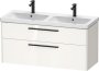 Duravit D-Code 1184mm x 460mm 2 Drawer Wall Hung Vanity Unit w/ Black Handle - Gloss White