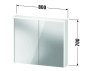 Duravit D-Code 800mm x 700mm Illuminated 2 Door Mirror Cabinet - Gloss White