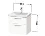 Duravit D-Code 584mm x 460mm 2 Drawer Wall Hung Vanity Unit w/ Black Handle - Matt Graphite