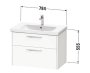 Duravit D-Code 784mm x 460mm 2 Drawer Wall Hung Vanity Unit w/ Black Handle - Matt Graphite