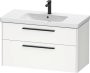 Duravit D-Code 984mm x 460mm 2 Drawer Wall Hung Vanity Unit w/ Black Handle - Matt White