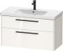 Duravit D-Code 984mm x 460mm 2 Drawer Wall Hung Vanity Unit w/ Black Handle - Gloss White