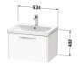 Duravit D-Code 634mm x 460mm 1 Drawer Wall Hung Vanity Unit w/ Black Handle - Matt White