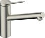 Hansgrohe Zesis M33 Single Lever Kitchen Mixer 150, Coolstart, Ecoselection, 1jet - Stainless Steel Finish