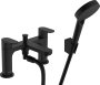 Hansgrohe Rebris S 2-Hole Rim Mounted Bath Mixer with Diverter Valve & Vernis Blend Hand Shower Vario - Matt Black