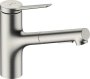 Hansgrohe Zesis M33 Single Lever Kitchen Mixer 150, Pull-Out Spray, 2jet, Sbox Lite - Stainless Steel Finish