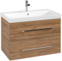 Villeroy & Boch Avento 800mm 2 Drawer Vanity Unit with Chrome Handles - Oak Kansas