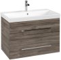 Villeroy & Boch Avento 800mm 2 Drawer Vanity Unit with Chrome Handles - Stone Oak