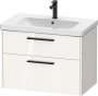 Duravit D-Code 784mm x 460mm 2 Drawer Wall Hung Vanity Unit w/ Black Handle - Gloss White