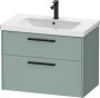 Duravit D-Code 784mm x 460mm 2 Drawer Wall Hung Vanity Unit w/ Black Handle - Fjord Green