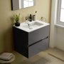 Ideal Standard Eurovit+ 60cm Wall Mounted Vanity Unit with 2 Drawers - Mid Grey