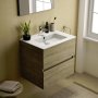 Ideal Standard Eurovit+ 60cm Wall Mounted Vanity Unit with 2 Drawers - Natural Oak