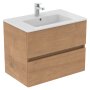 Ideal Standard Eurovit+ 70cm Wall Mounted Vanity Unit with 2 Drawers - Natural Oak