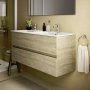 Ideal Standard Eurovit+ 120cm Wall Mounted Vanity Unit with 2 Drawers - Natural Oak