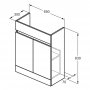 Ideal Standard Eurovit+ 65cm Semi Countertop Basin Unit with 2 Doors - Mid Grey