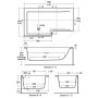 Ideal Standard Concept Space 150cm Square Shower Bath - Right Hand