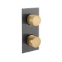 Vado Individual Knurled X Fusion 2 Outlet Tablet Thermostatic Concealed Valve with Knurled Handles - Brushed Black/Gold