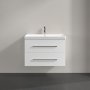 Villeroy & Boch Avento 800mm 2 Drawer Vanity Unit with Chrome Handles - Brilliant White