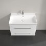 Villeroy & Boch Avento 800mm 2 Drawer Vanity Unit with Chrome Handles - Brilliant White