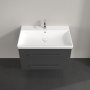 Villeroy & Boch Avento 800mm 2 Drawer Vanity Unit with Chrome Handles - Matt Graphite