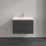 Villeroy & Boch Avento 800mm 2 Drawer Vanity Unit with Chrome Handles - Matt Graphite