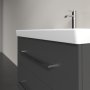 Villeroy & Boch Avento 800mm 2 Drawer Vanity Unit with Chrome Handles - Matt Graphite