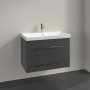 Villeroy & Boch Avento 800mm 2 Drawer Vanity Unit with Chrome Handles - Matt Graphite