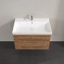 Villeroy & Boch Avento 800mm 2 Drawer Vanity Unit with Chrome Handles - Oak Kansas