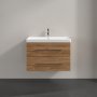 Villeroy & Boch Avento 800mm 2 Drawer Vanity Unit with Chrome Handles - Oak Kansas