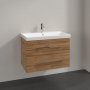 Villeroy & Boch Avento 800mm 2 Drawer Vanity Unit with Chrome Handles - Oak Kansas