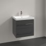 Villeroy & Boch Avento 600mm 2 Drawer Vanity Unit with Chrome Handles - Matt Graphite