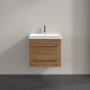 Villeroy & Boch Avento 600mm 2 Drawer Vanity Unit with Chrome Handles - Oak Kansas