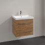 Villeroy & Boch Avento 600mm 2 Drawer Vanity Unit with Chrome Handles - Oak Kansas