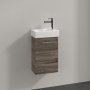 Villeroy & Boch Avento 340mm 1 Left Hand Door Vanity Unit with Chrome Handle - Stone Oak