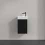 Villeroy & Boch Avento 340mm 1 Left Hand Door Vanity Unit with Black Handle - Volcano Black