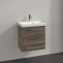 Villeroy & Boch Avento 530mm 1 Left Hand Door Vanity Unit with Chrome Handle - Stone Oak