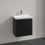 Villeroy & Boch Avento 530mm 1 Left Hand Door Vanity Unit with Black Handle - Volcano Black