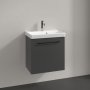 Villeroy & Boch Avento 530mm 1 Left Hand Door Vanity Unit with Black Handle - Graphite