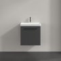 Villeroy & Boch Avento 530mm 1 Left Hand Door Vanity Unit with Black Handle - Graphite